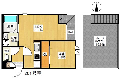 GRANDTIC筑紫野(1LDK/2階)の間取り写真