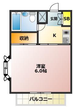 リーフコート大山(1K/3階)の間取り写真