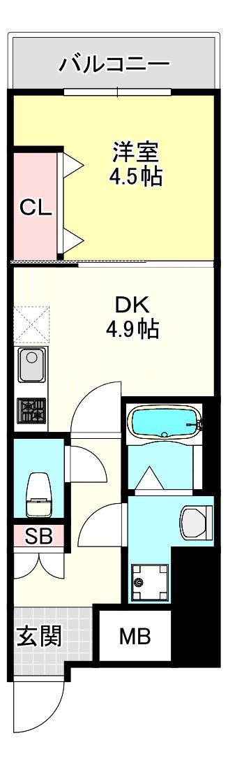 GARDENIA高井田(1DK/8階)の間取り写真