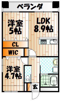 フォートレス門司港(2LDK/3階)の間取り写真