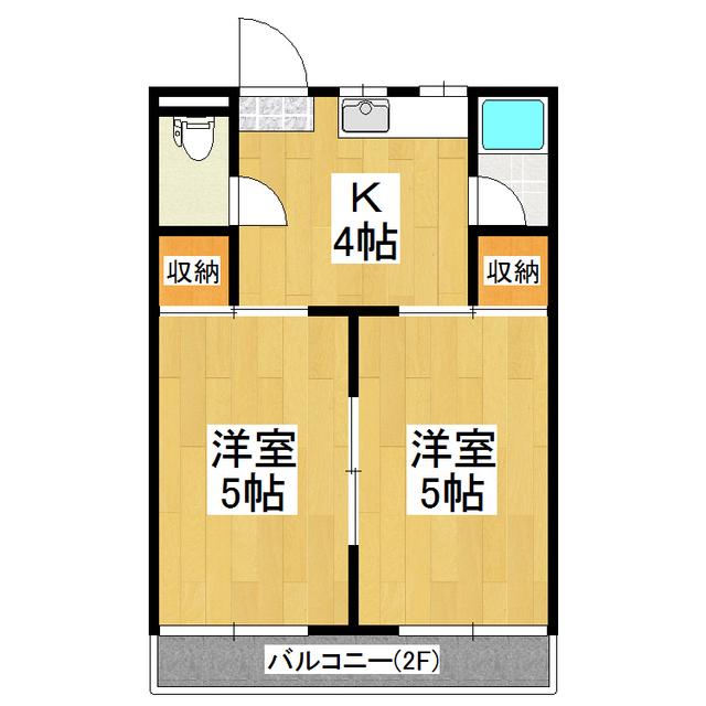 コーポ中原A(2K/1階)の間取り写真