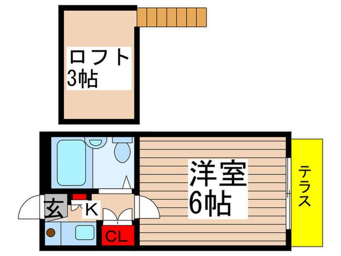 キャッスル勝田台(1K/1階)の間取り写真