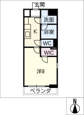 ルミナスパレス一宮駅西(1K/8階)の間取り写真