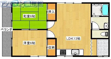 ホットハウス坂井東 B棟(2LDK/1階)の間取り写真