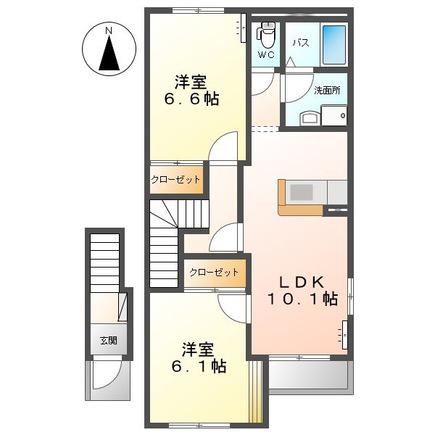 パルテールコート(2LDK/2階)の間取り写真