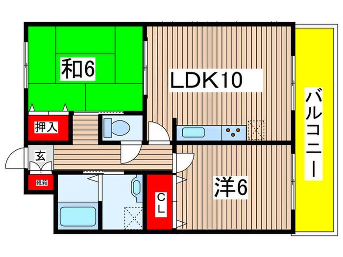 ボヌールII(2LDK/6階)の間取り写真