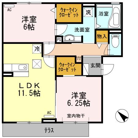 プラムビレッジコンフォート(2LDK/1階)の間取り写真