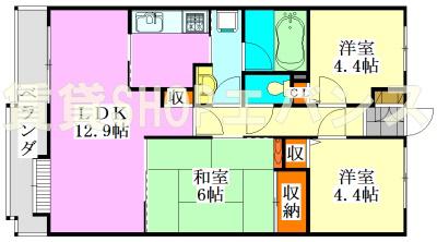 グリーンパーク船橋(3LDK/3階)の間取り写真