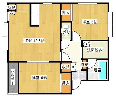 ラ・ジェンティーレ(2LDK/2階)の間取り写真
