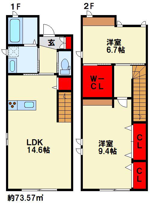 ベラ・フォレスタ足立B(2LDK/1階)の間取り写真