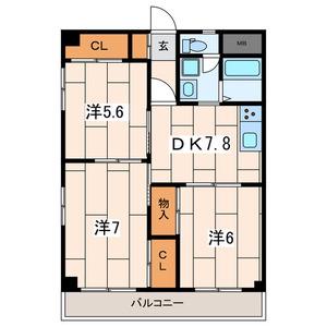 ペアパークII(3DK/1階)の間取り写真