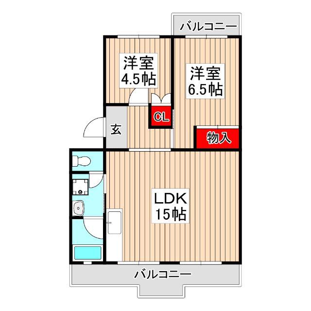 グランメール白幡II(2LDK/1階)の間取り写真