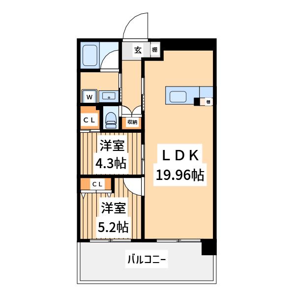 ニューガイア川崎NO.70(2LDK/2階)の間取り写真