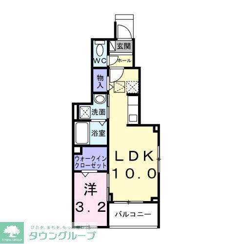 ヒカルサ笠幡(1LDK/1階)の間取り写真