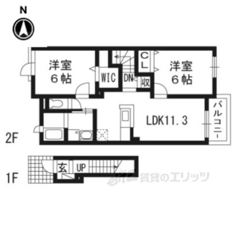 サントノーレⅡ(2LDK/2階)の間取り写真