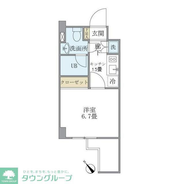 KDXレジデンス門前仲町(1K/6階)の間取り写真