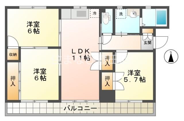 ブルーム豊栄(3LDK/1階)の間取り写真