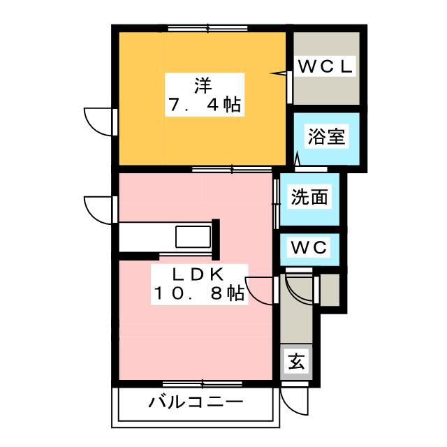 ハッピー8 C(1LDK/1階)の間取り写真