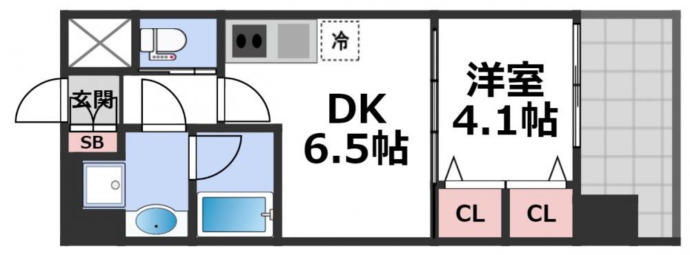 プレジオ布施EURO(1DK/4階)の間取り写真