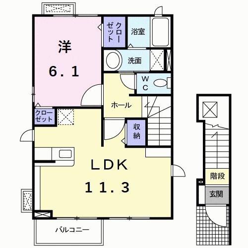 エーデル ハイム(1LDK/2階)の間取り写真