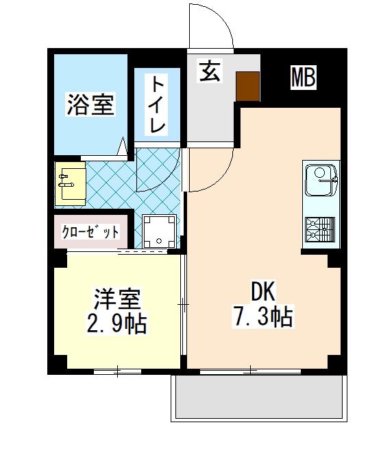 ハイステージ金沢文庫II(1DK/2階)の間取り写真