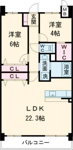 アルファステイツ今治駅前東(2LDK/10階)の間取り写真