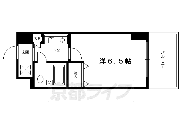 DETOM-1一条通(1K/5階)の間取り写真