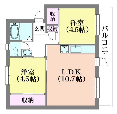 ドミールサニー君影(2LDK/1階)の間取り写真