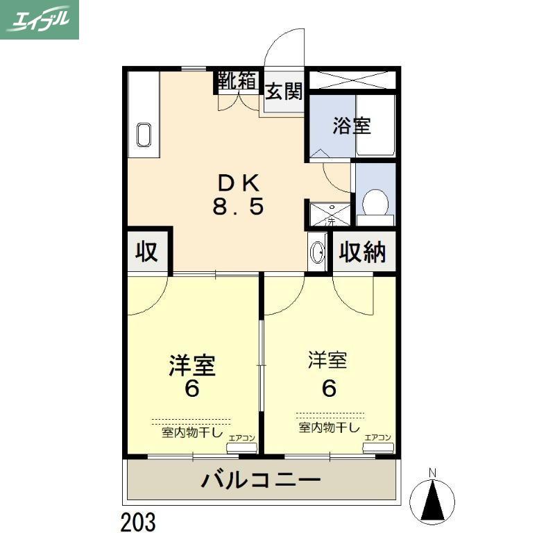 グランドハイツ西長瀬(2LDK/4階)の間取り写真