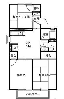 レジデンス三鷹(3DK/1階)の間取り写真