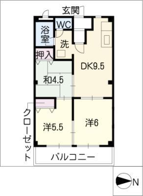 ワンニャンテラス(3DK/1階)の間取り写真