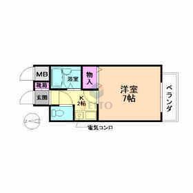 ファミーユ松本(1K/5階)の間取り写真