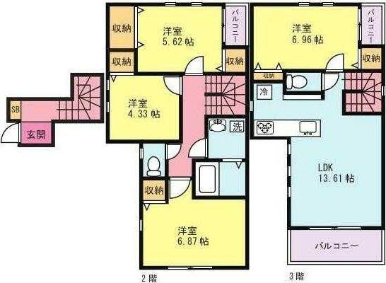 エンドレスハイム(4LDK/3階)の間取り写真