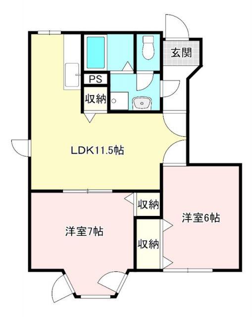 グリーンスクエアII(2LDK/1階)の間取り写真
