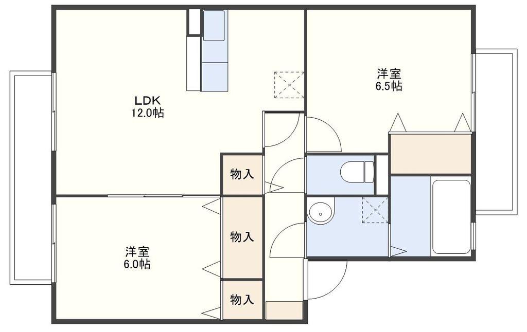 ロイヤルパークA(2LDK/2階)の間取り写真
