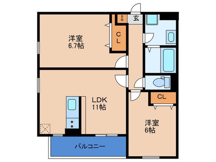 プール・トゥジュール ジャンフランソワ(2LDK/3階)の間取り写真