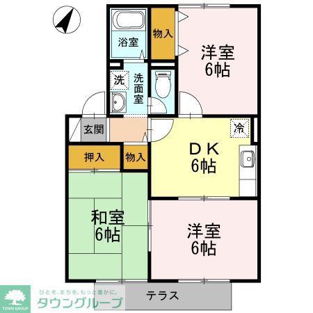 ハイカムール・K(3DK/1階)の間取り写真