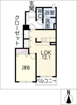 ミルト B(1LDK/1階)の間取り写真
