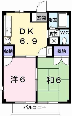 ハイツKUWAO(2DK/1階)の間取り写真