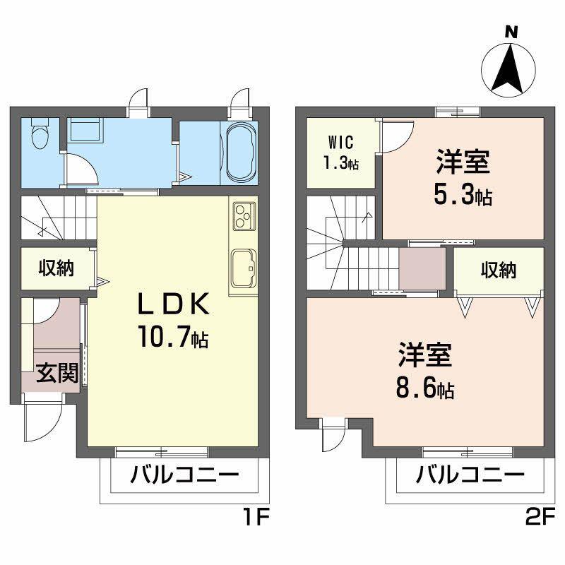ハミングタウン II棟(2LDK/1階)の間取り写真