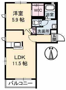 グランディールIII(1LDK/1階)の間取り写真