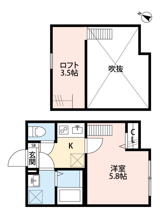 SIZZLE 02(1K/2階)の間取り写真