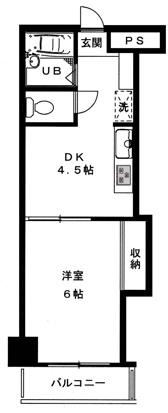 メルベイユ恵比寿(1DK/3階)の間取り写真