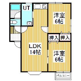 コーポニューライフ(2LDK/2階)の間取り写真