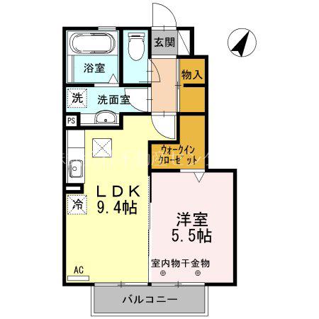 ウィル孝永(1LDK/1階)の間取り写真