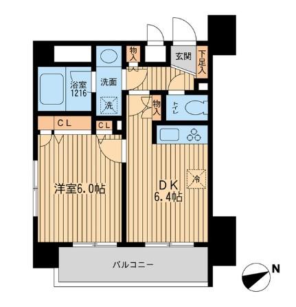 ラポール三田(1DK/9階)の間取り写真