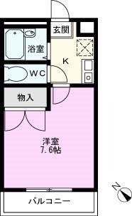 パレス185A(1K/2階)の間取り写真