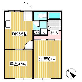 グラスコートR(2DK/1階)の間取り写真