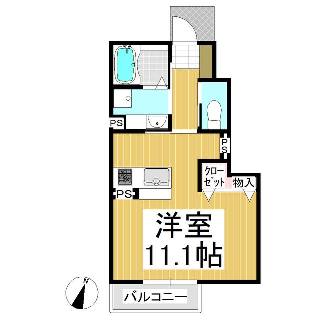 エランジェB棟(ワンルーム/1階)の間取り写真
