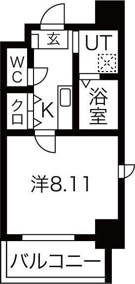シャンポール内田橋(1K/3階)の間取り写真